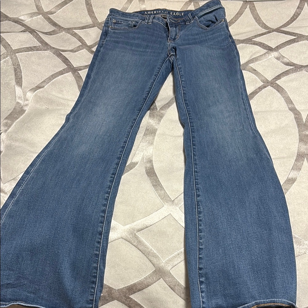 American Eagle Outfitters Blue Flare Wide Leg Jeans